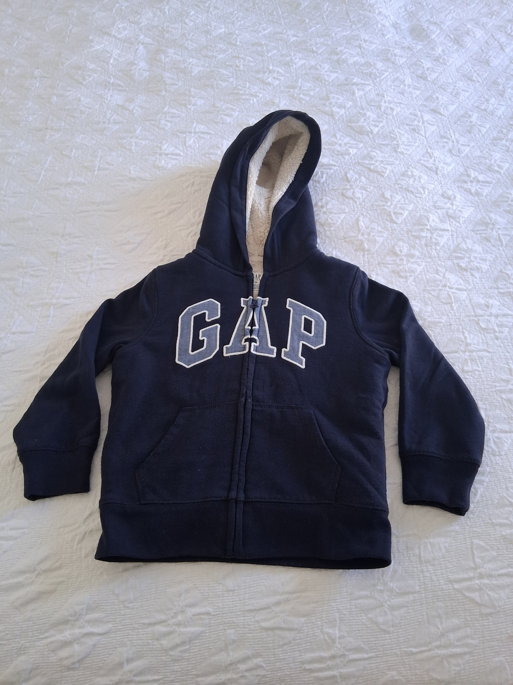 GAP Kids Navy Hooded Zip-Up Sweatshirt with Sherpa Lining Classic XS 4-5 Years